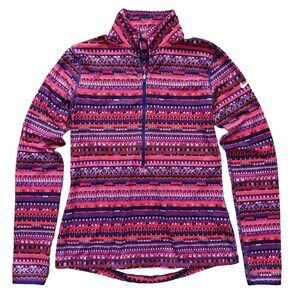 NIKE PRO Dri-Fit Pink Print Women's Half Zip Long Sleeve Jacket Size L